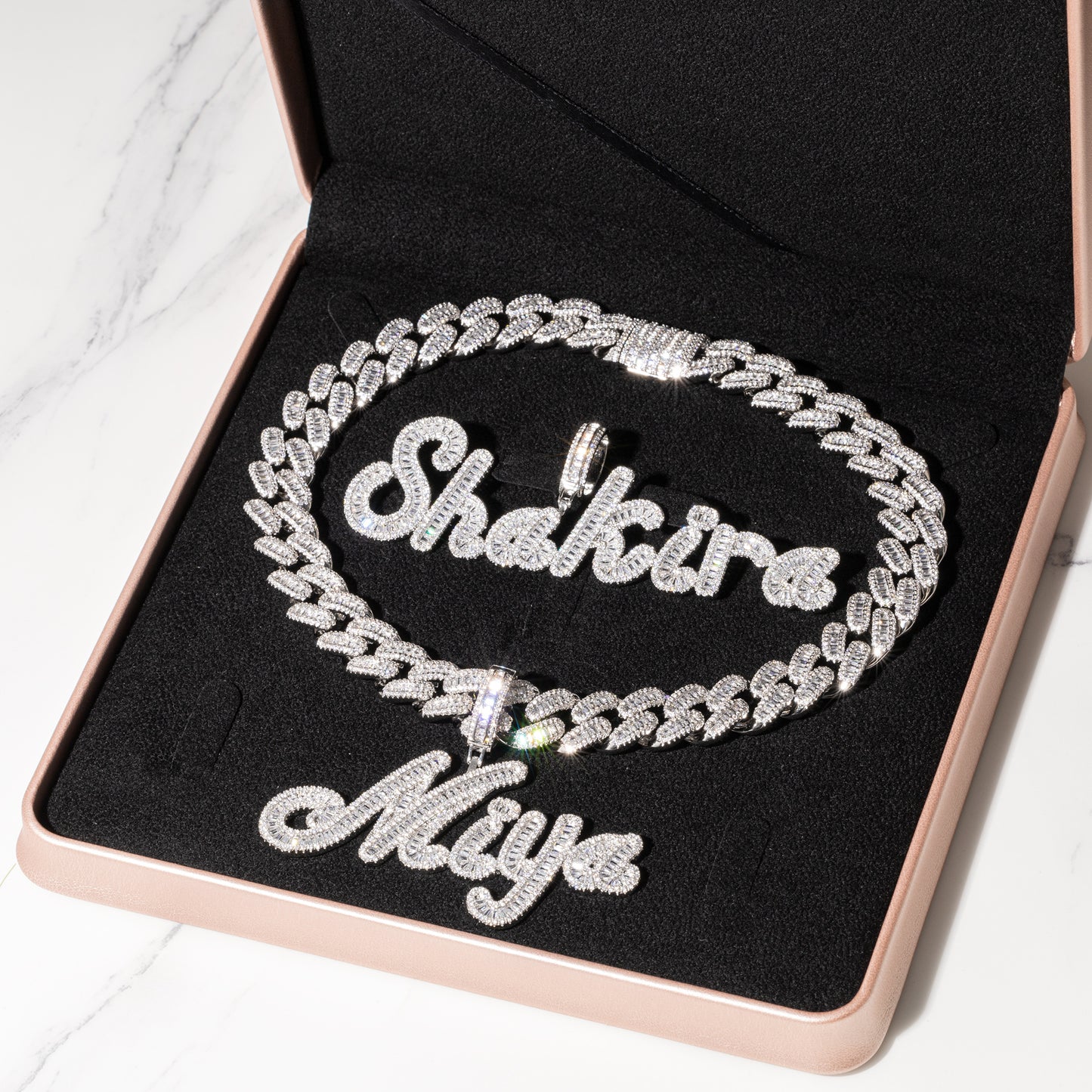 Icy Baguette Nameplate Necklace