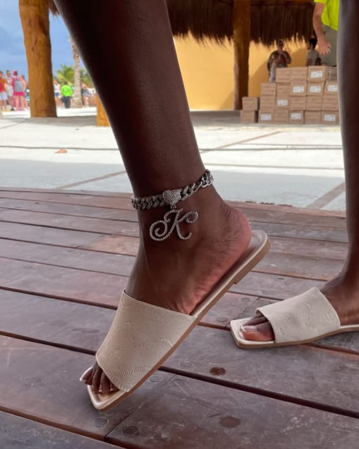 LOVE ANKLET SET – Heart Initial x Cuban Anklets