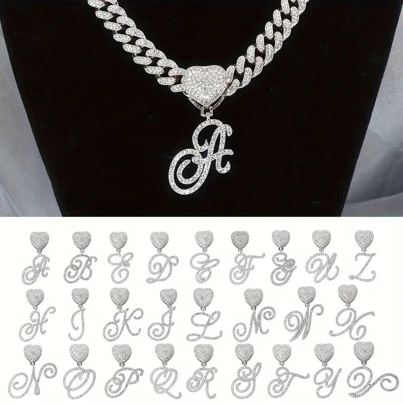 LOVE LETTER SET – Heart Initial Pendant x Cuban Chain