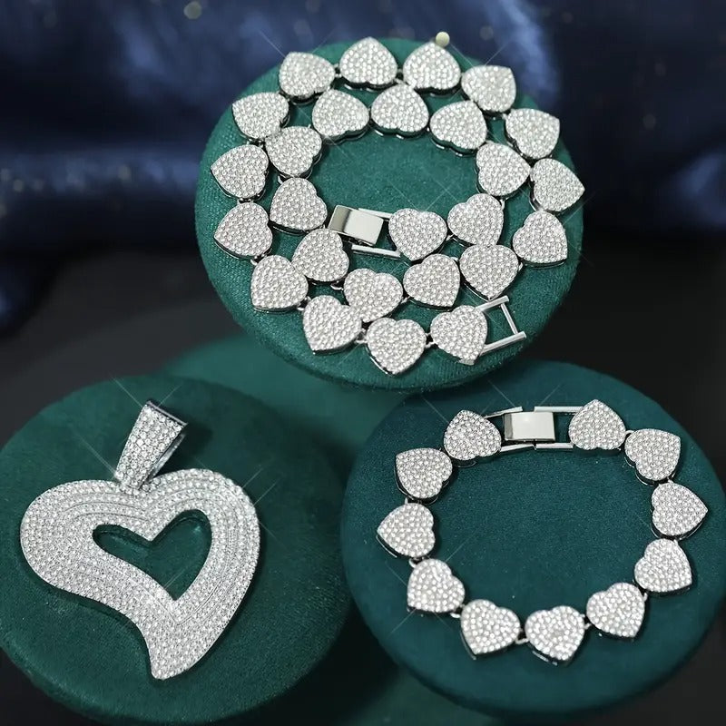 STACKED UP | 3PC Heart Necklace & Bracelet Set
