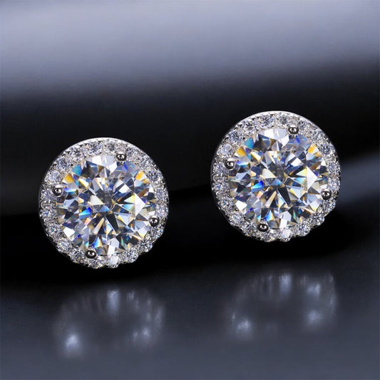 VVS1 Moissanite Halo Studs