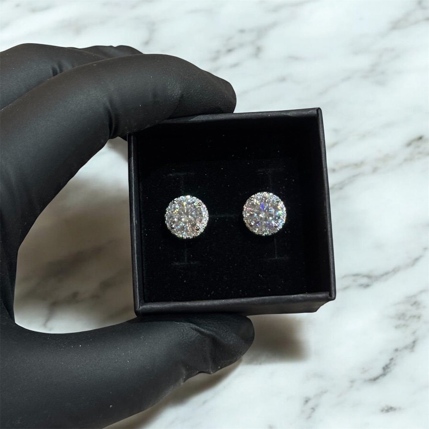 VVS1 Moissanite Halo Studs