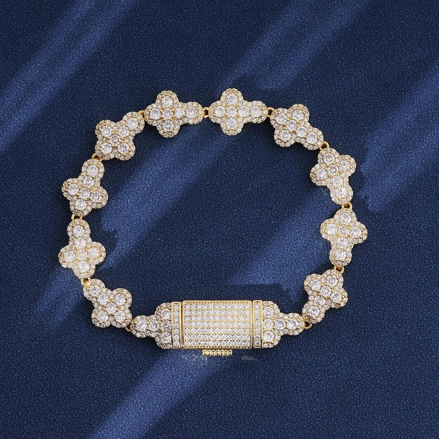 10mm Iced Cross Bracelet – Fully Iced CZ Bracelet