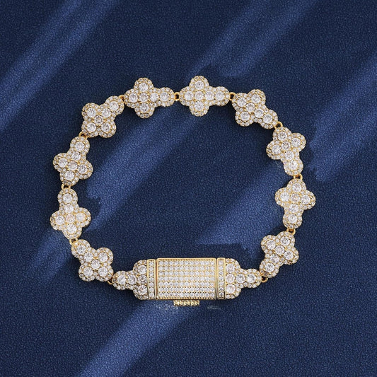 10mm Iced Cross Bracelet – Fully Iced CZ Bracelet