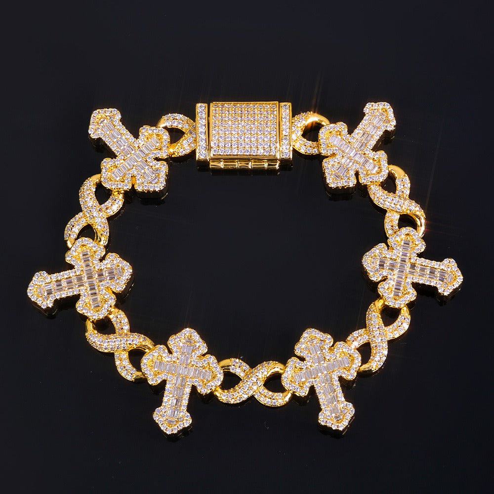 Baguette Cross Chain Bracelet Necklace