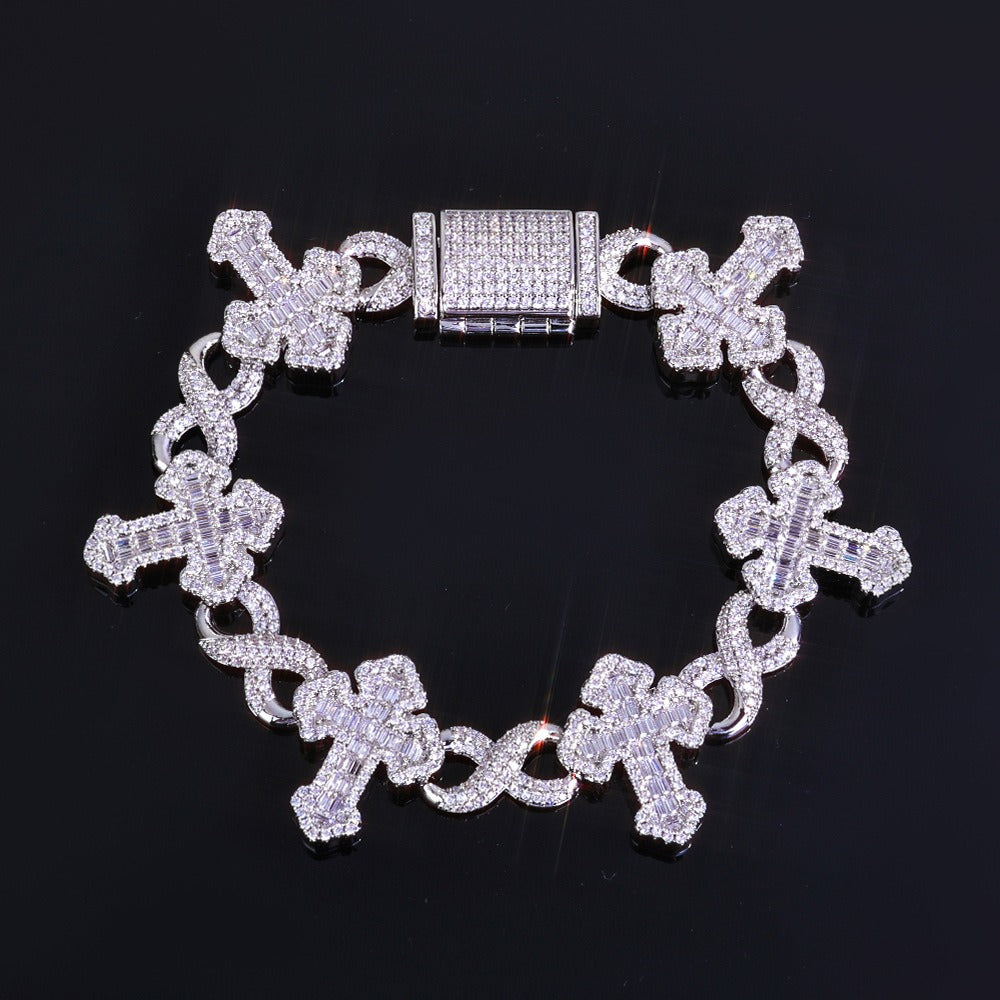 Baguette Cross Chain Bracelet Necklace
