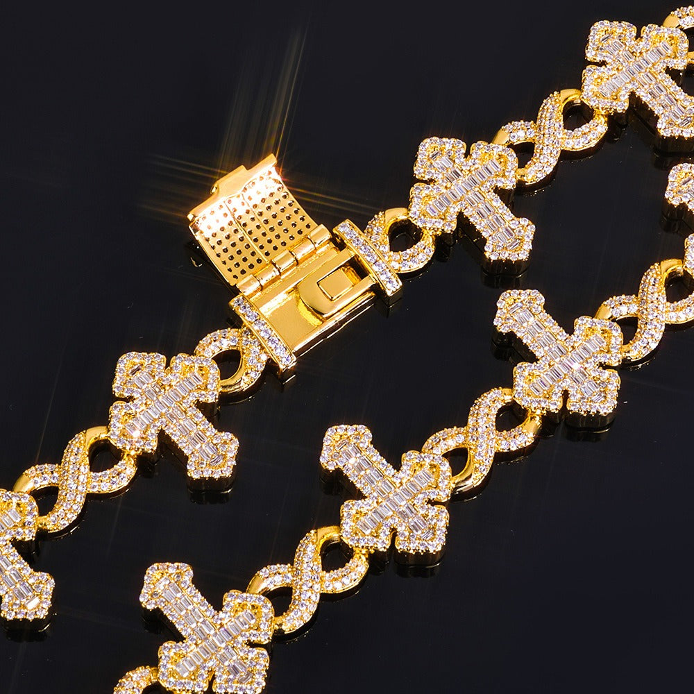 Baguette Cross Chain Bracelet Necklace