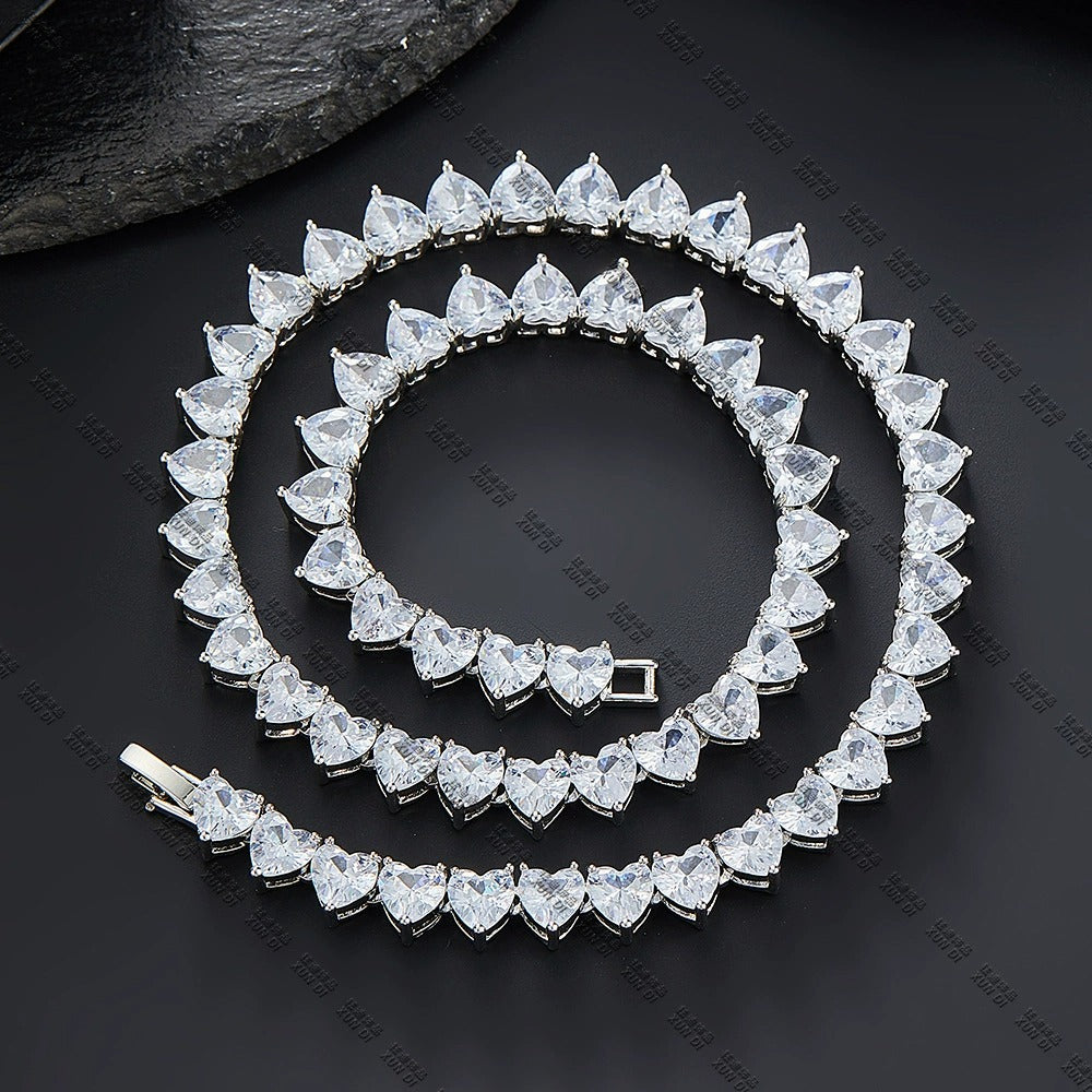 Iced-Out Heart Tennis Chain Necklace