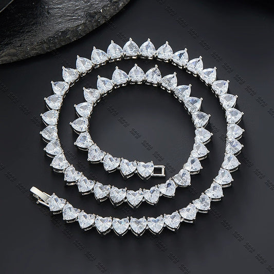 Iced-Out Heart Tennis Chain Necklace