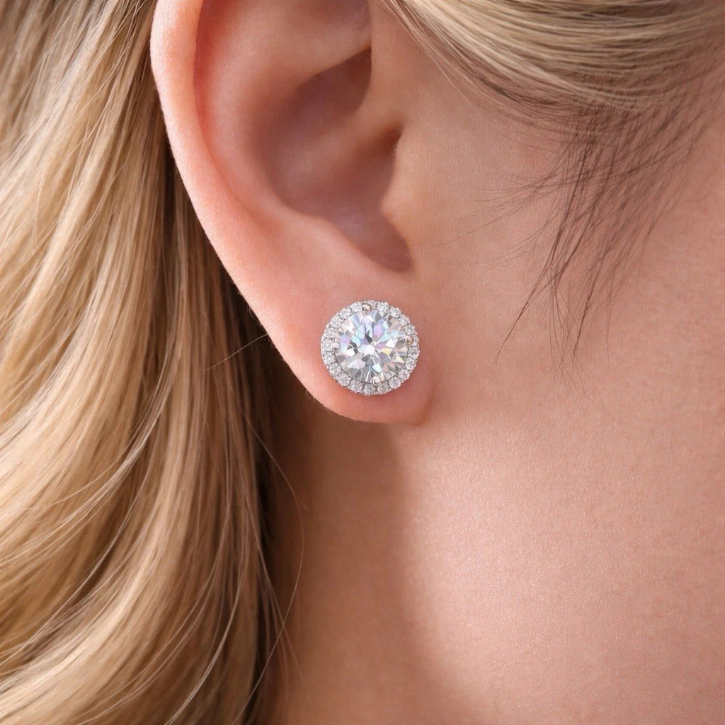 VVS1 Moissanite Halo Studs