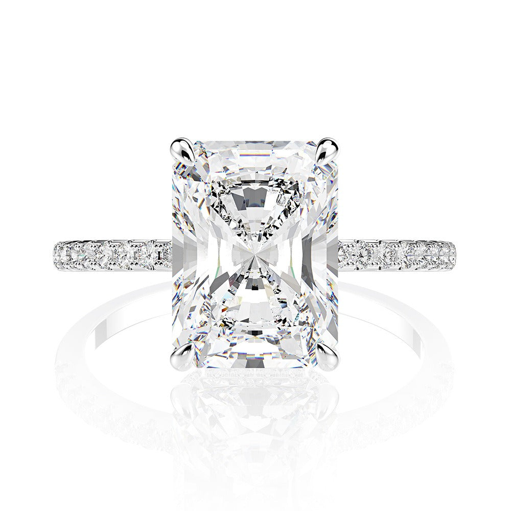 925 Sterling Silver 4CT Emerald Cut Ring