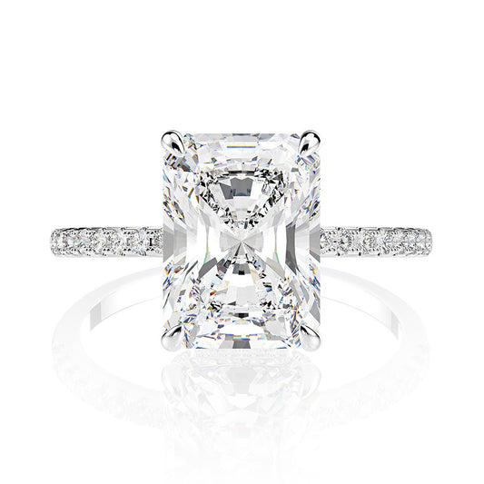 925 Sterling Silver 4CT Emerald Cut Ring