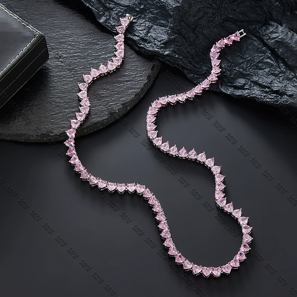 Iced-Out Heart Tennis Chain Necklace