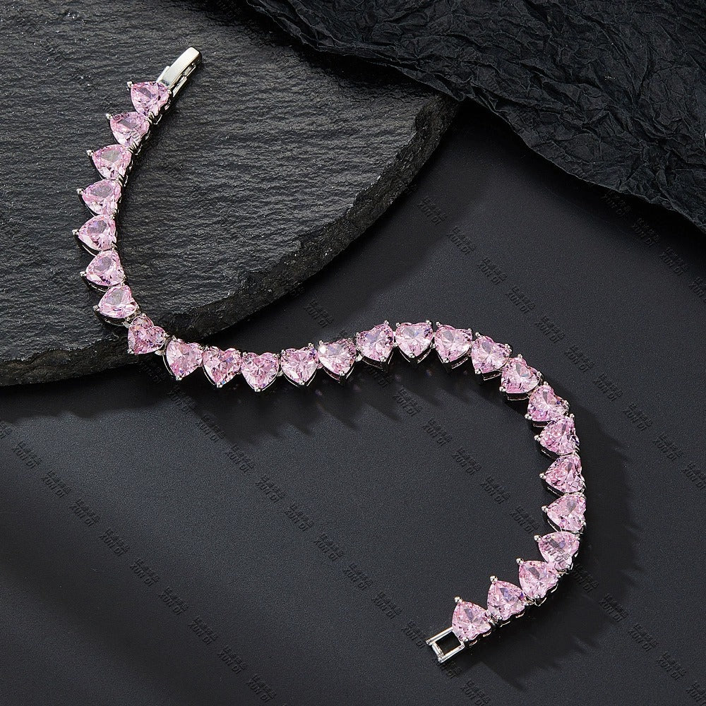 Iced-Out Heart Tennis Chain Necklace