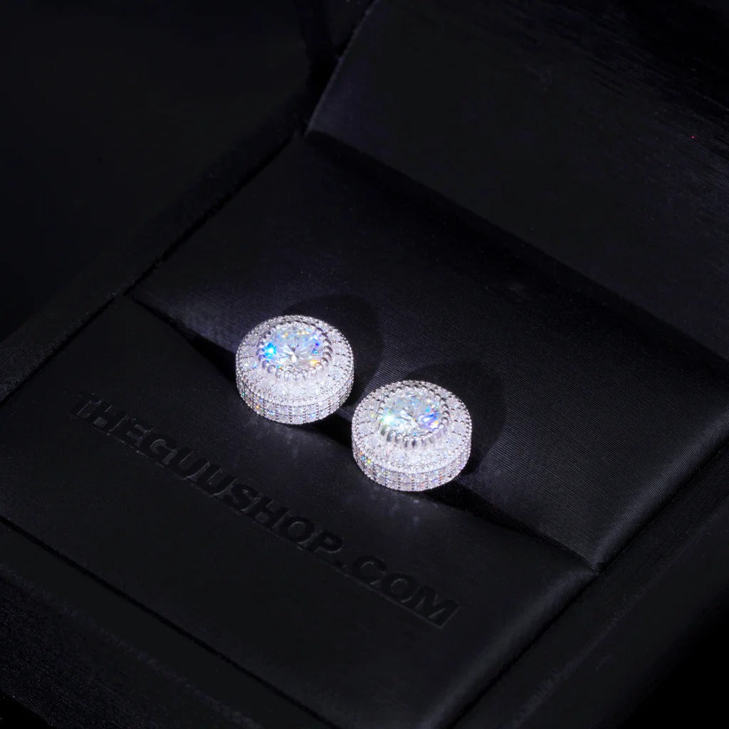 VVS1 Moissanite Iced Button Stud Earrings
