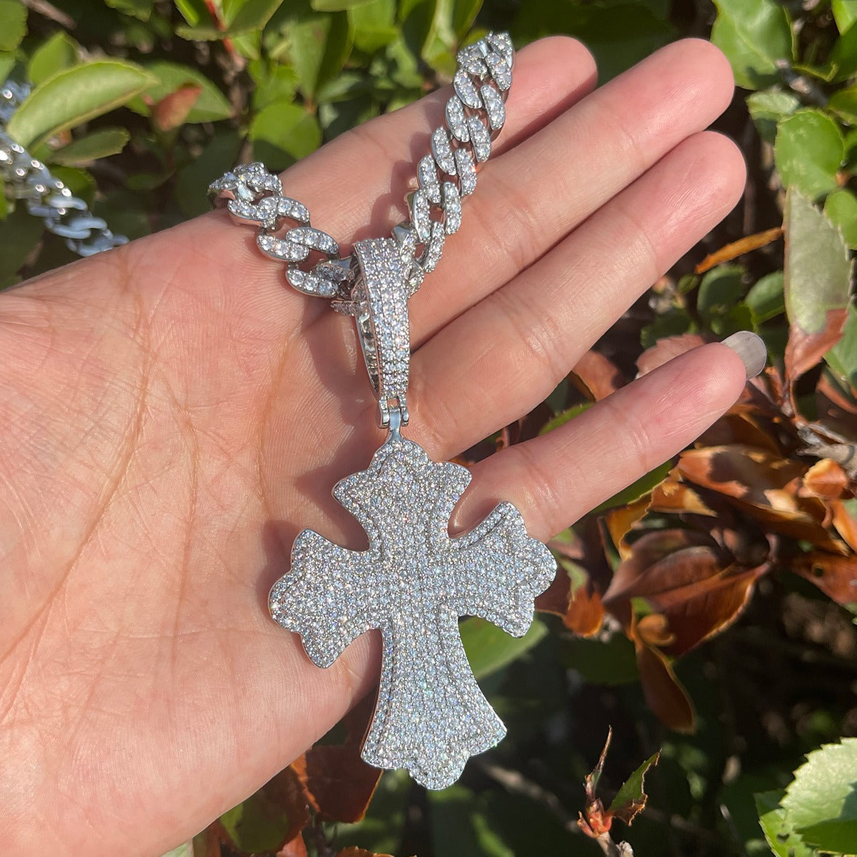 Iced Bling Templar Cross Pendant