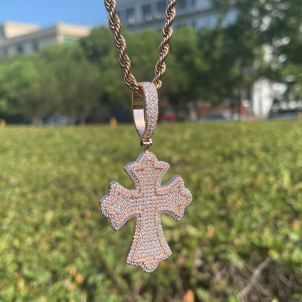 Iced Bling Templar Cross Pendant