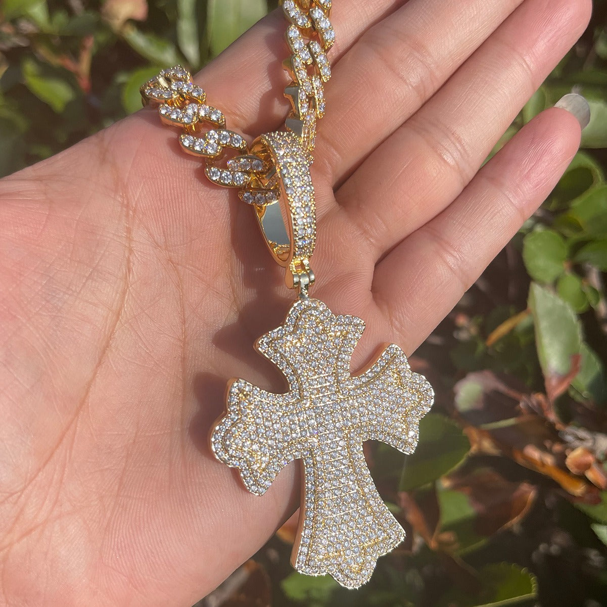 Iced Bling Templar Cross Pendant