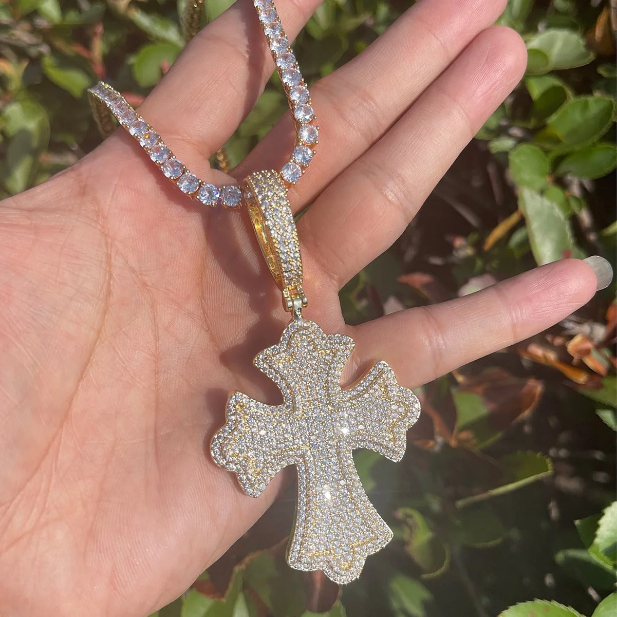 Iced Bling Templar Cross Pendant