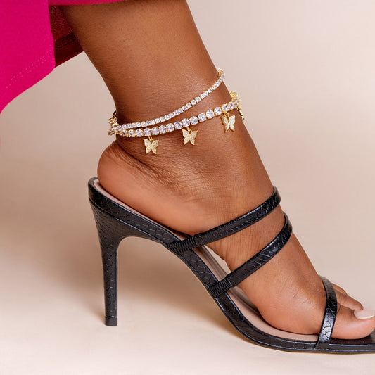 Butterfly Drip Anklet Gold/ Silver/ Pink