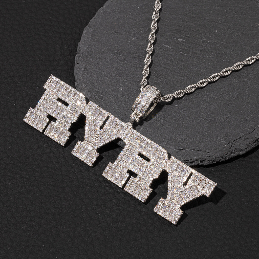 Baguette Cut Name Pendant