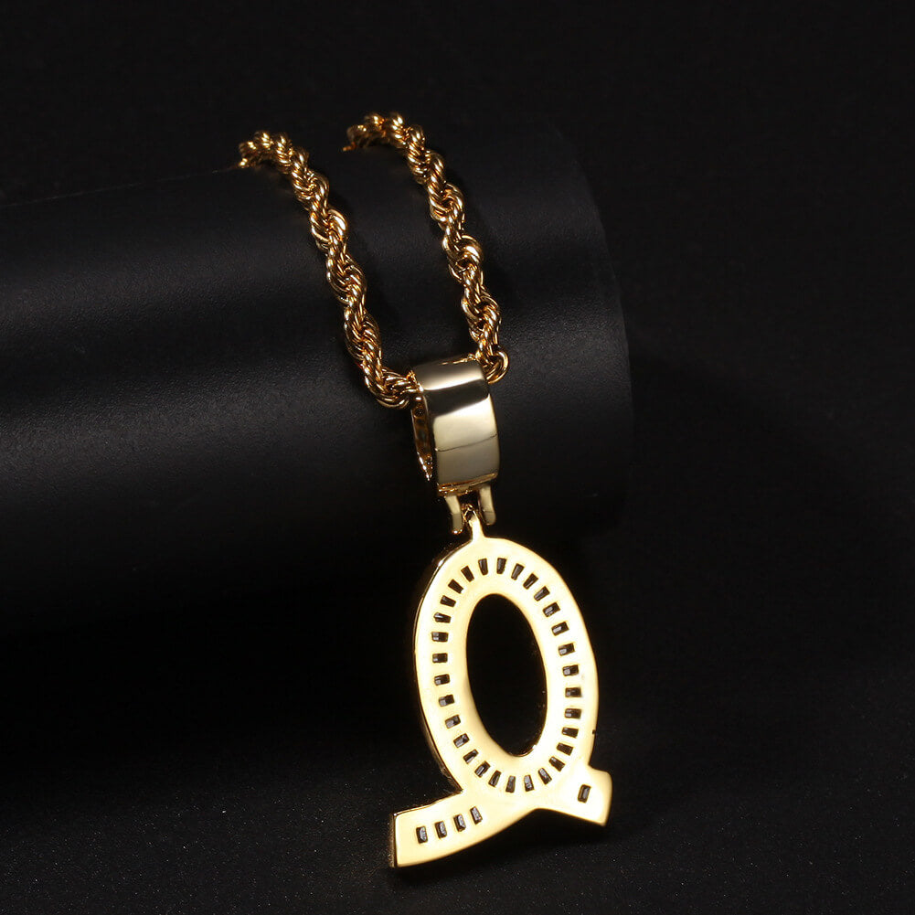 Baguette Initial Pendant with Rope Chain