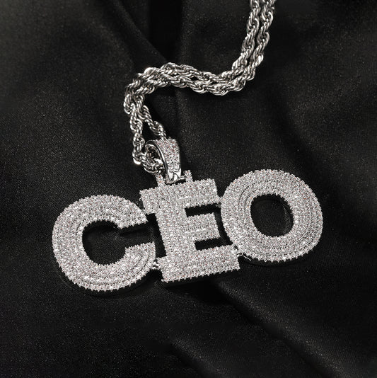 Micro Pave CEO Name Pendant