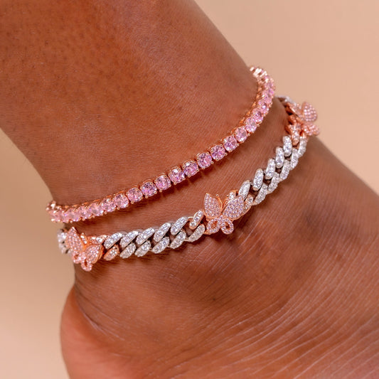 ICY Butterfly Cuban Anklet