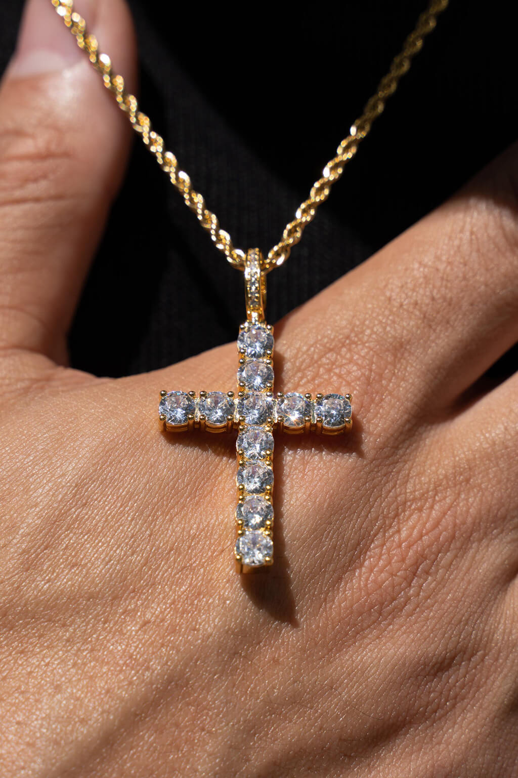 Iced Out Cross Pendant 14K Gold Plated