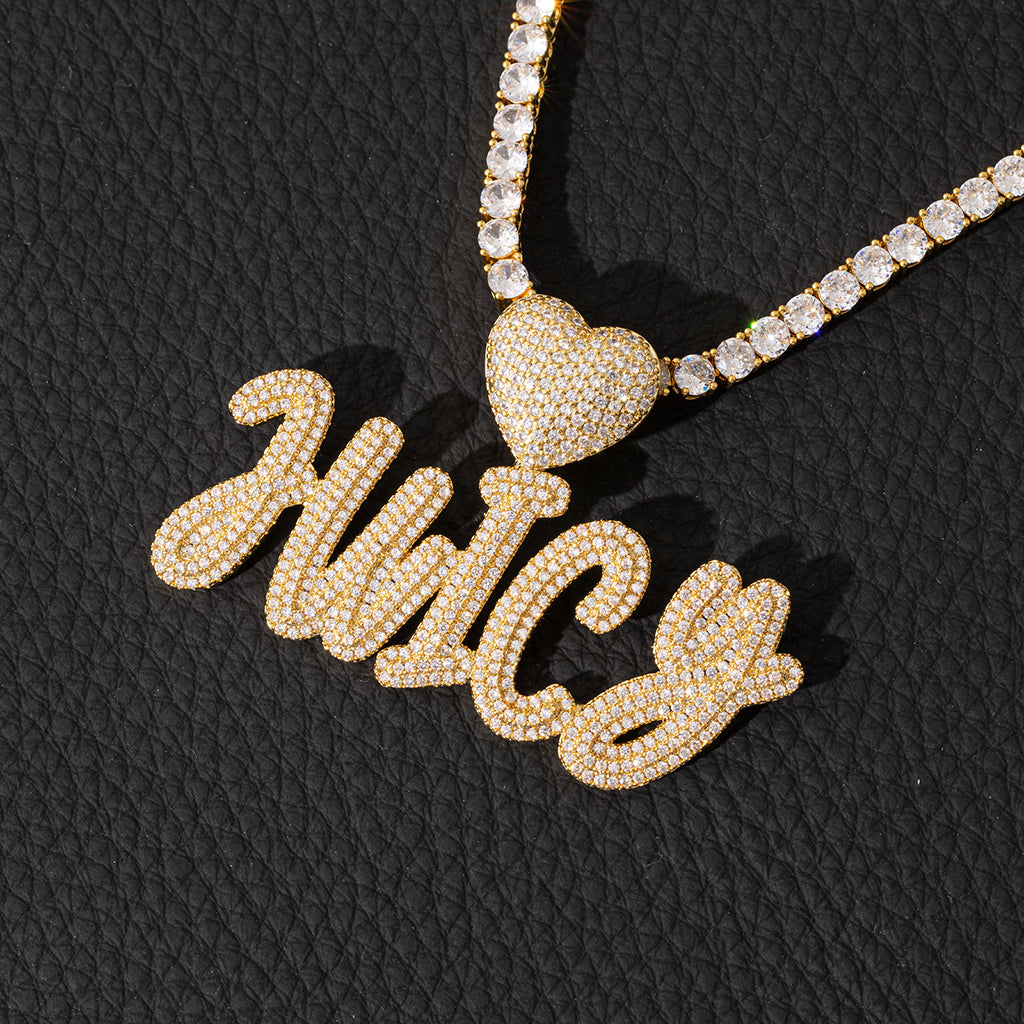 Icy Heart Cursive Name Necklace
