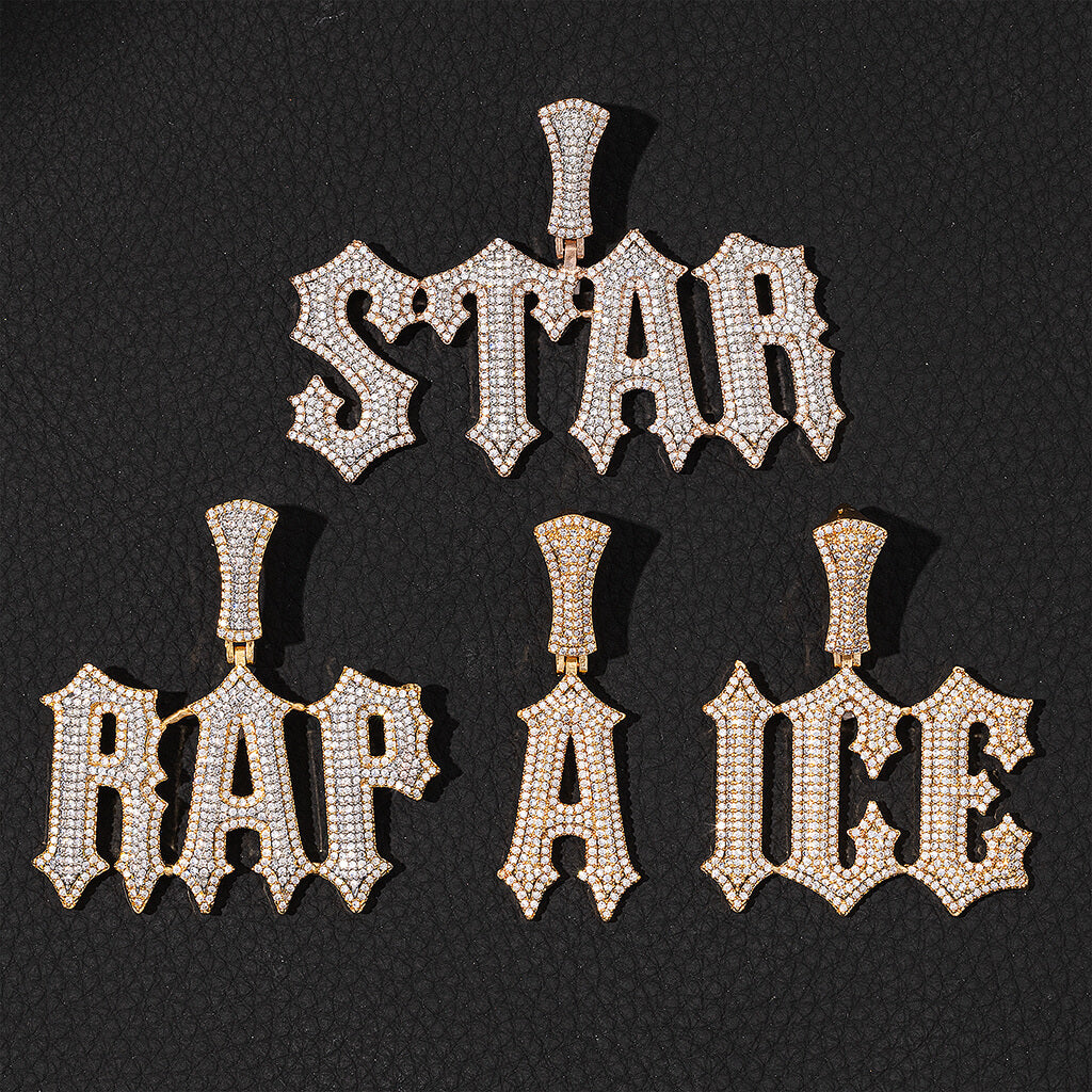 Two Tone Super Rapper Star Name Pendant